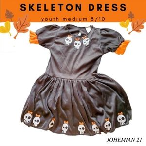 DRESS Costume Skeleton Black Orange Skulls Halloween Size Youth One Size
